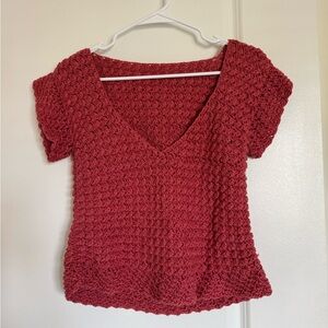 HANDMADE crocheted salmon blouse